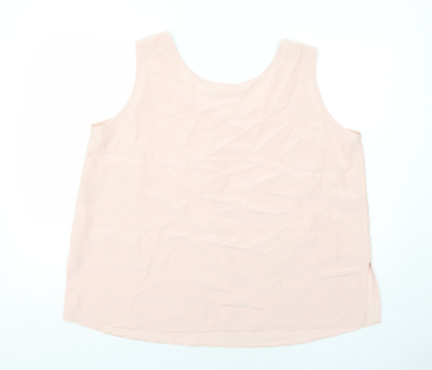 Ann Harvey Womens Pink Polyester Basic Tank Size 12 Round Neck