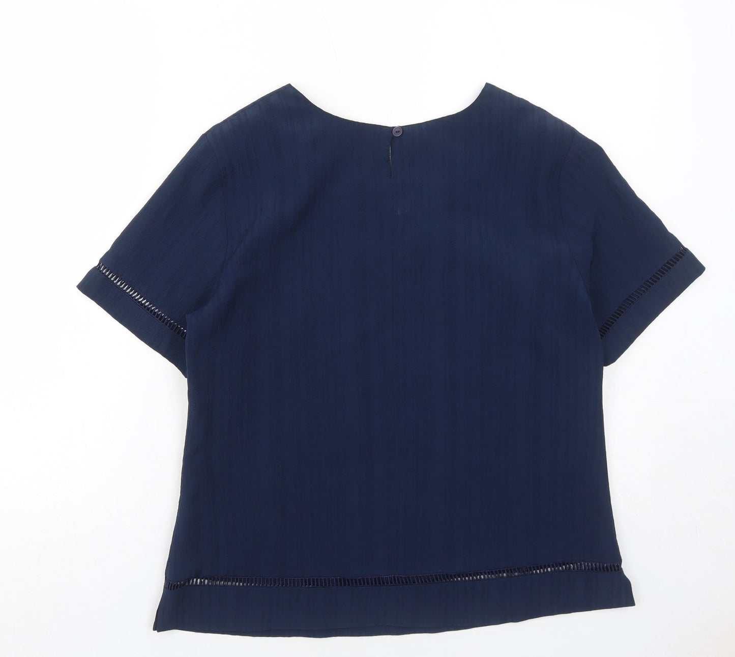 FOSBY Womens Blue Polyester Basic T-Shirt Size 14 Round Neck