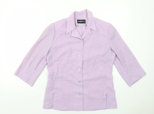 Jenny D Womens Purple Polyester Basic Button-Up Size 12 Collared