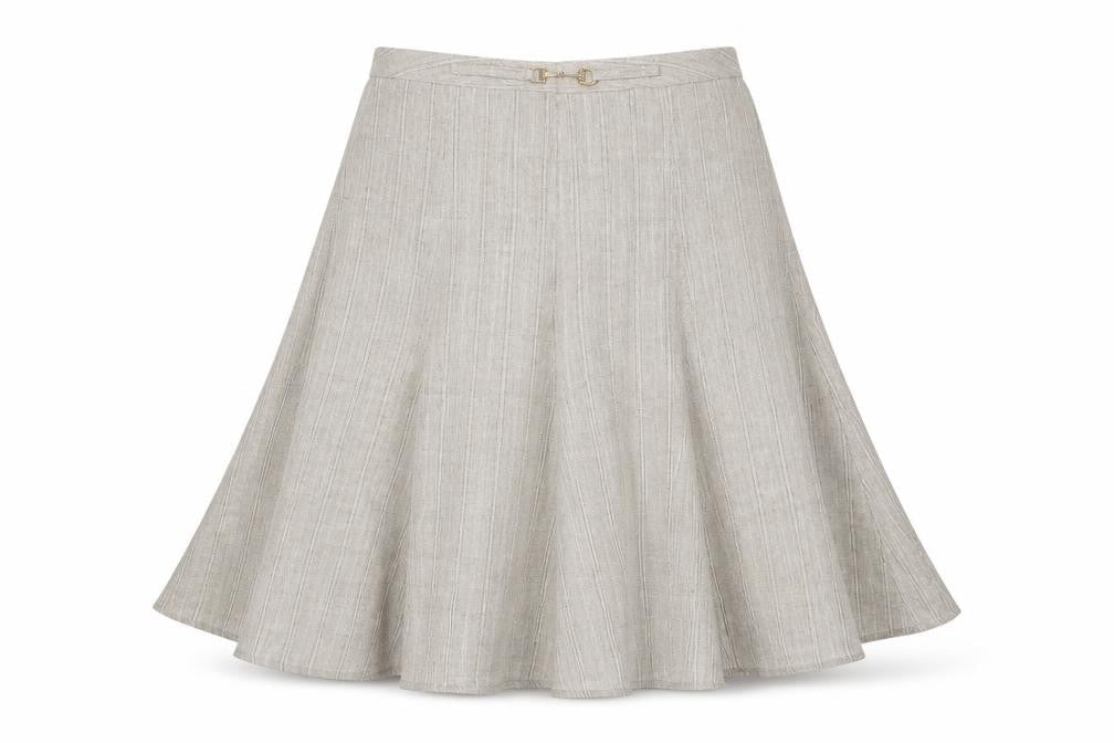 Damart Womens Beige Striped Polyester Swing Skirt Size 12