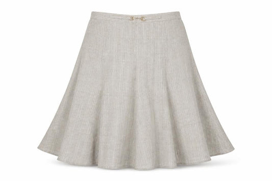 Damart Womens Beige Striped Polyester Swing Skirt Size 12