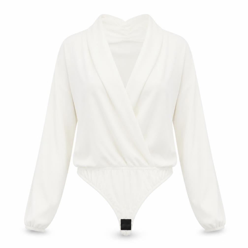 Boohoo Womens White Polyester Bodysuit One-Piece Size 8 Hook & Eye