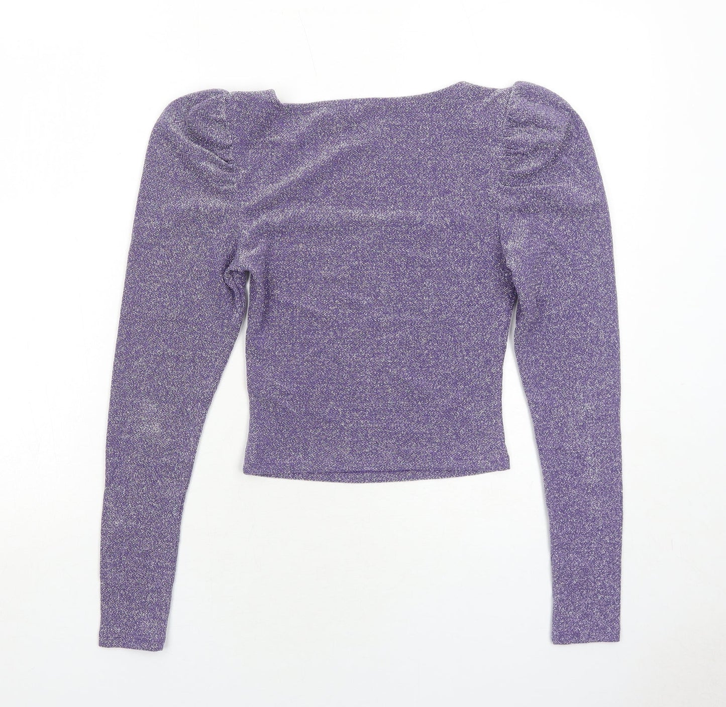 H&M Womens Purple Polyamide Basic Blouse Size S Square Neck