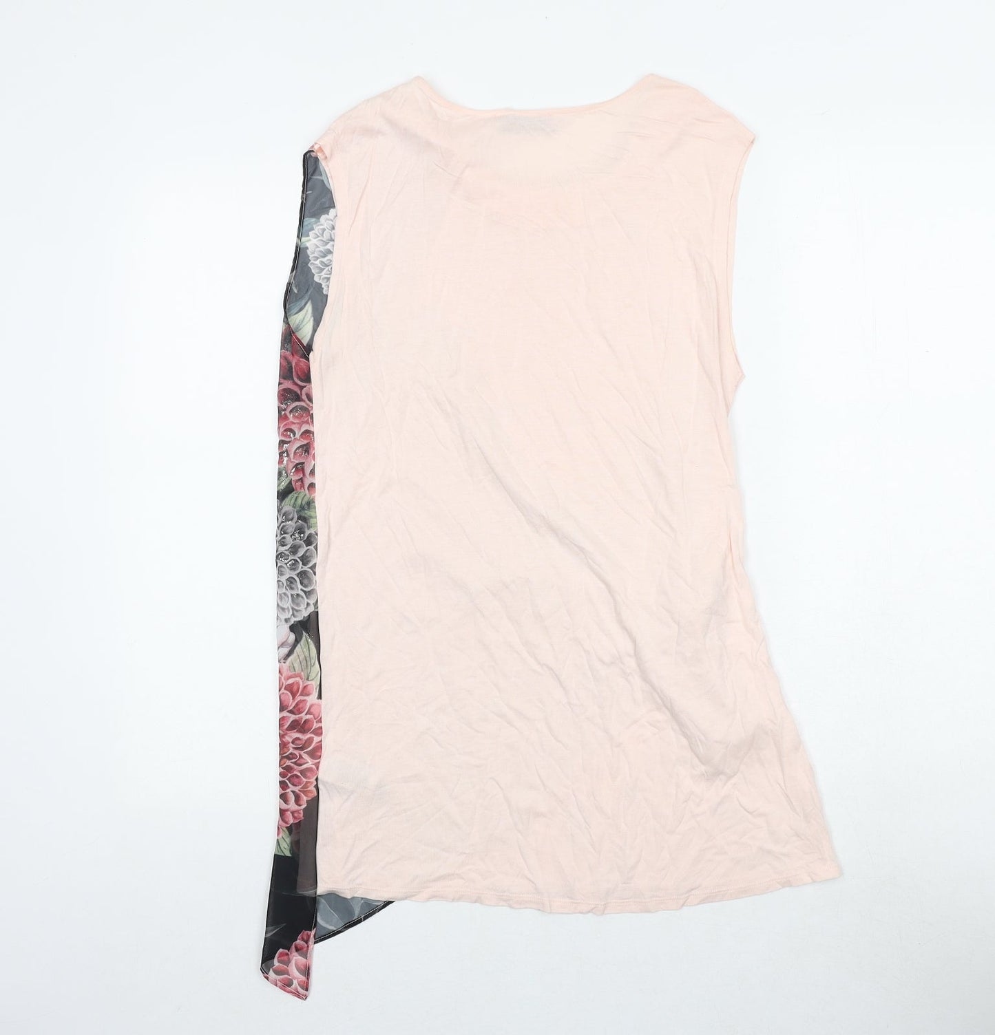 Per Una Womens Pink Floral Viscose Wrap Tank Size 10 Round Neck