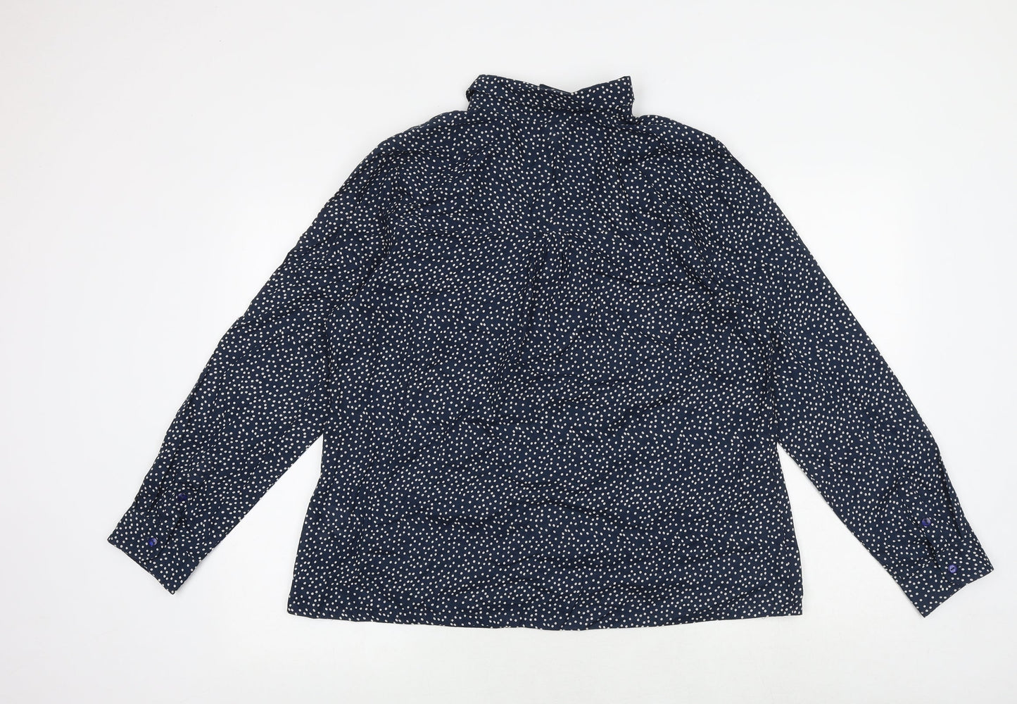 H&M Womens Blue Geometric 100% Cotton Basic Button-Up Size 12 Collared