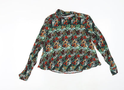 Zara Womens Multicoloured Floral Polyester Basic Blouse Size XS High Neck