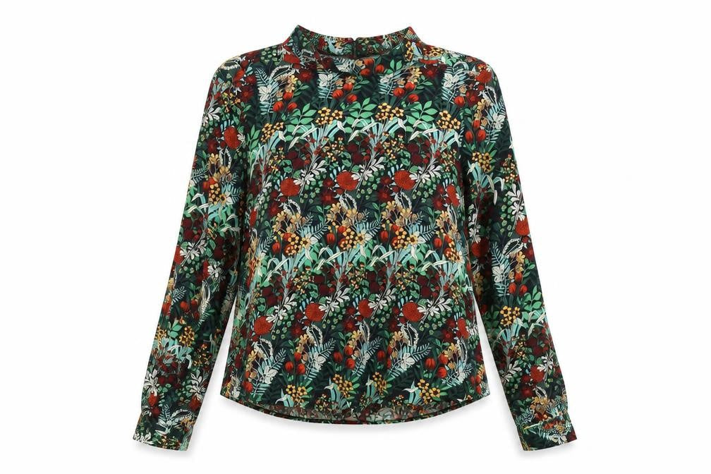 Zara Womens Multicoloured Floral Polyester Basic Blouse Size XS High Neck