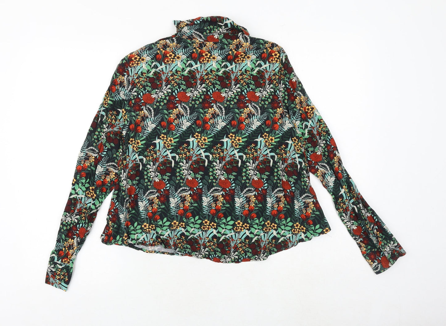 Zara Womens Multicoloured Floral Polyester Basic Blouse Size XS High Neck