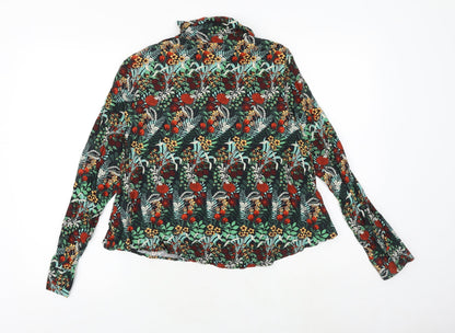 Zara Womens Multicoloured Floral Polyester Basic Blouse Size XS High Neck