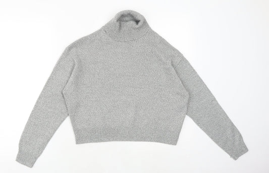 H&M Womens Grey High Neck Acrylic Pullover Jumper Size XS