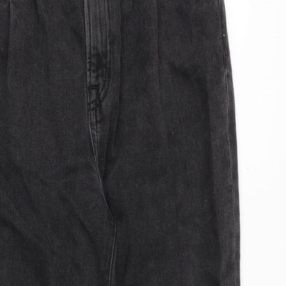 H&M Womens Grey Cotton Tapered Jeans Size 6 Regular Zip