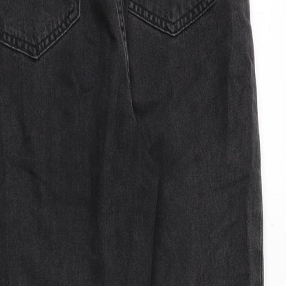 H&M Womens Grey Cotton Tapered Jeans Size 6 Regular Zip