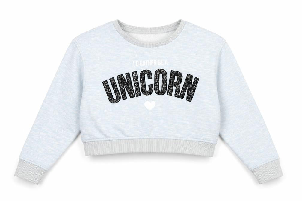 M&Co Girls Blue Cotton Pullover Sweatshirt Size 11-12 Years Pullover - Unicorn