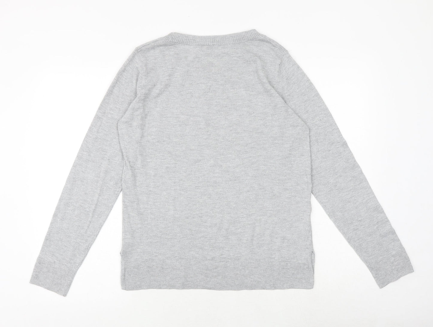 NEXT Womens Grey Round Neck Polyester Pullover Jumper Size 10