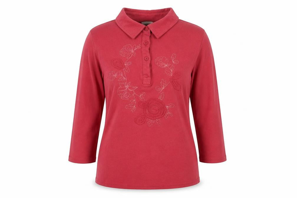 Marks & Spencer Womens Red 100% Cotton Basic T-Shirt Size 12 Collared