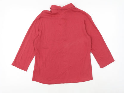Marks & Spencer Womens Red 100% Cotton Basic T-Shirt Size 12 Collared