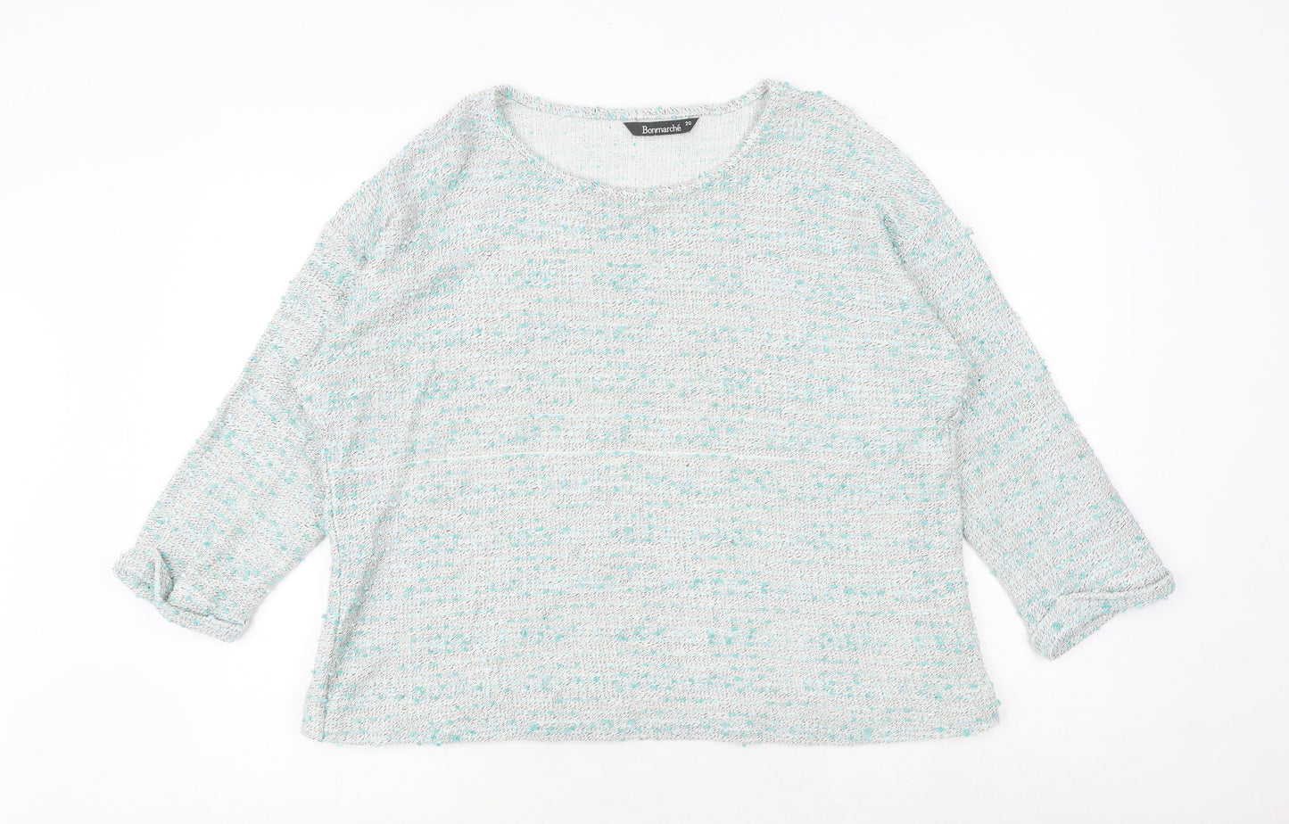 Bonmarché Womens Blue Round Neck Polyester Pullover Jumper Size 20