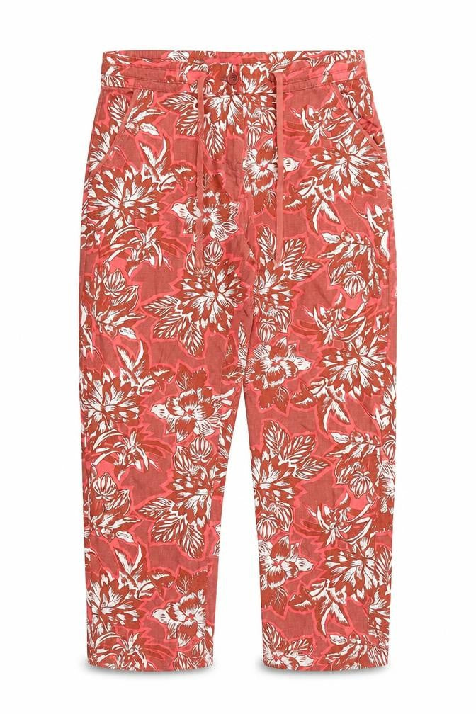 NEXT Womens Red Floral Viscose Trousers Size 10 Regular Tie