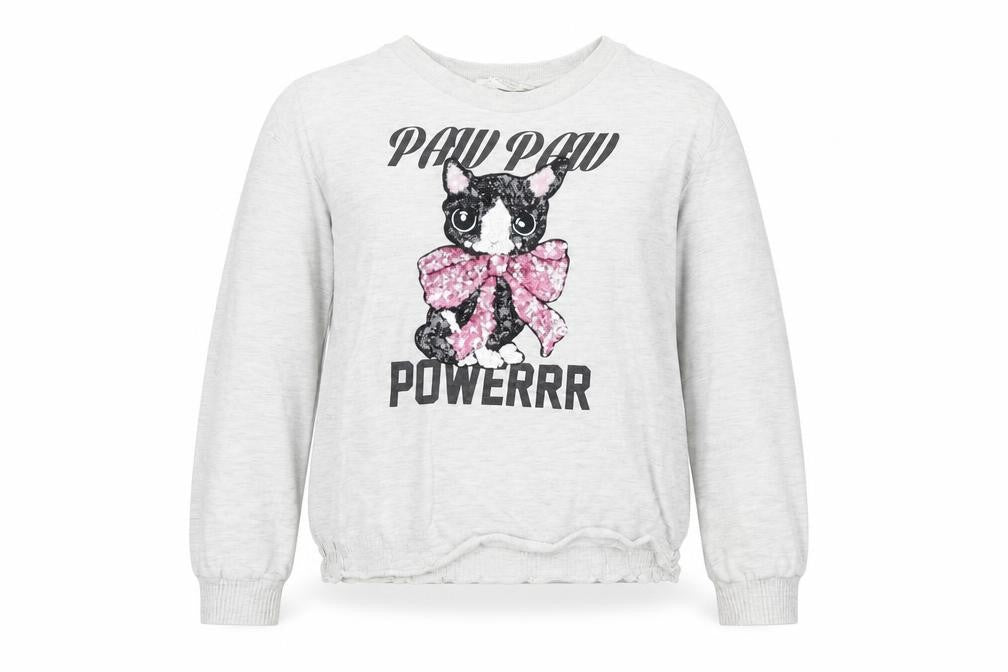 H&M Girls Grey 100% Cotton Pullover Sweatshirt Size 9-10 Years Pullover - Cat
