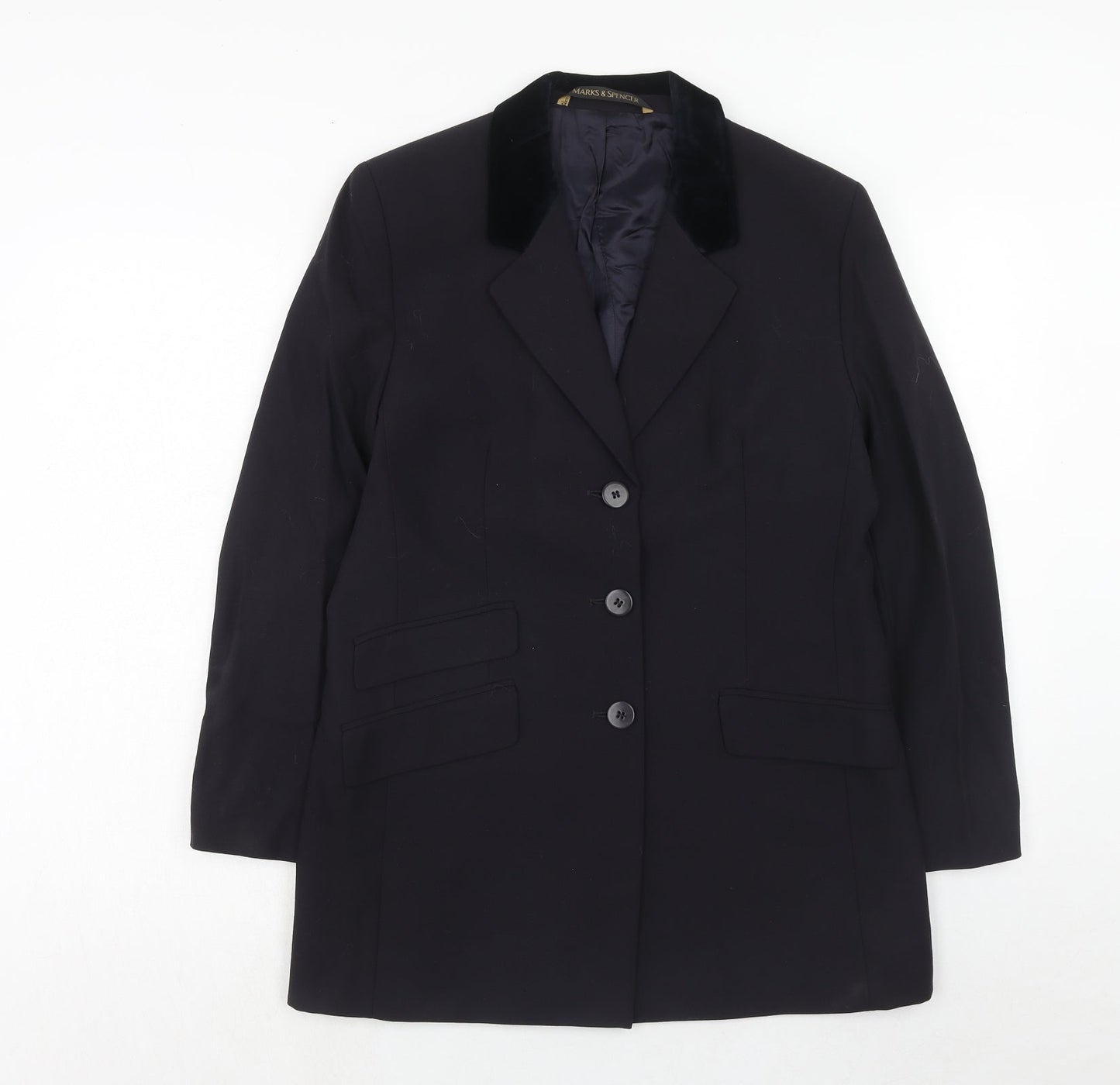 Marks and Spencer Womens Blue Wool Jacket Suit Jacket Size 14