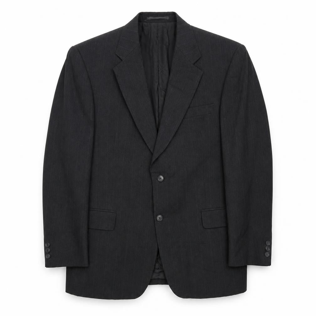 Brook Taverner Mens Grey Striped Polyester Jacket Suit Jacket Size 42 Regular