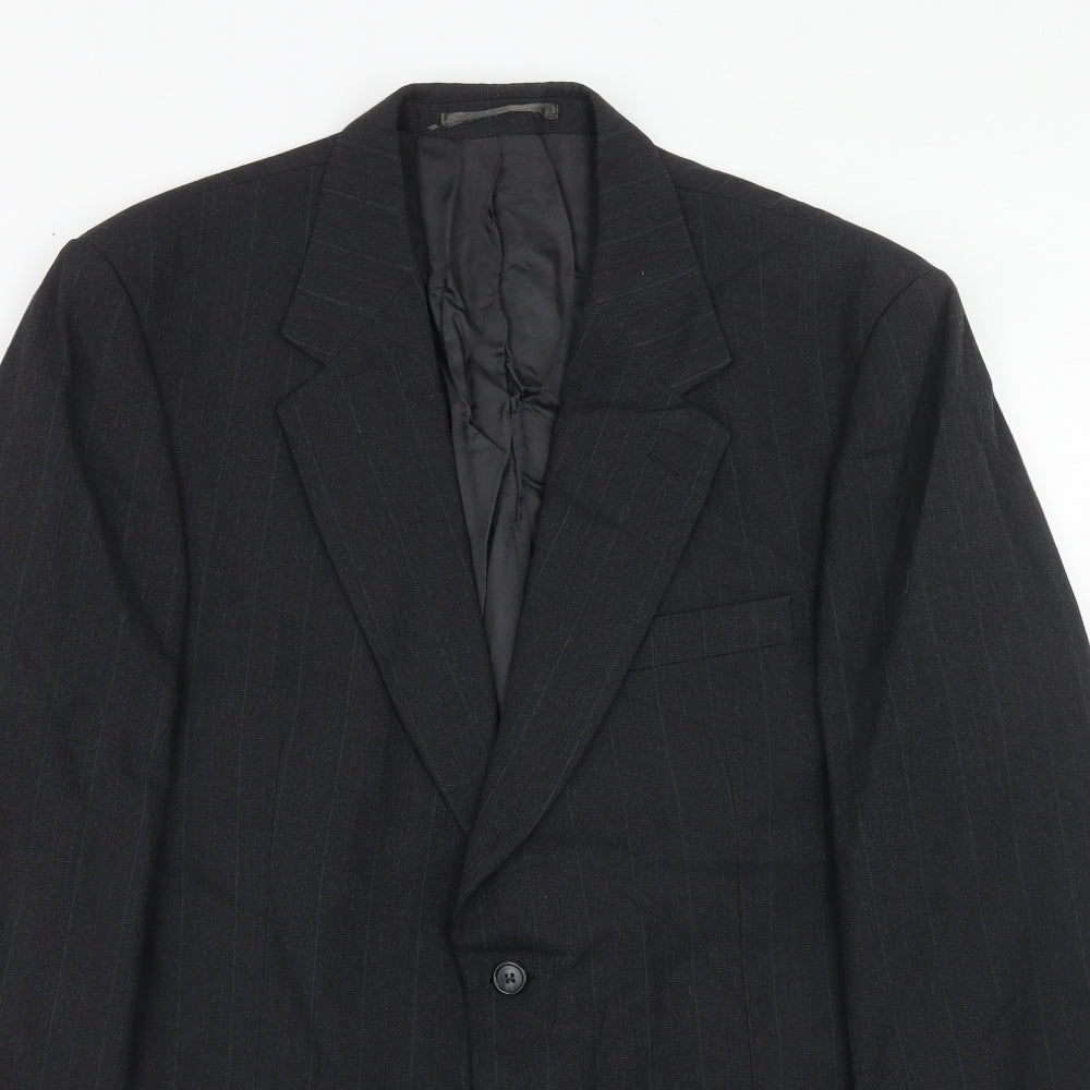 Brook Taverner Mens Grey Striped Polyester Jacket Suit Jacket Size 42 Regular