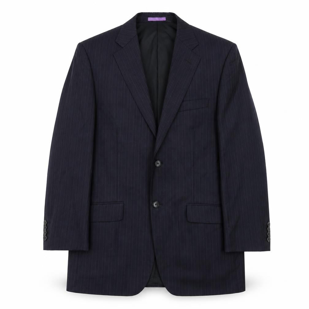 French Eye Mens Blue Striped Wool Jacket Suit Jacket Size 42 Regular
