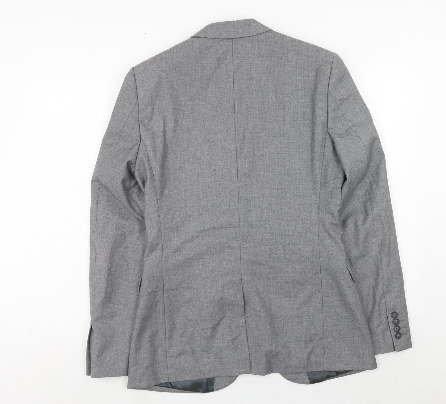 Topman Mens Grey Polyester Jacket Suit Jacket Size 38 Regular