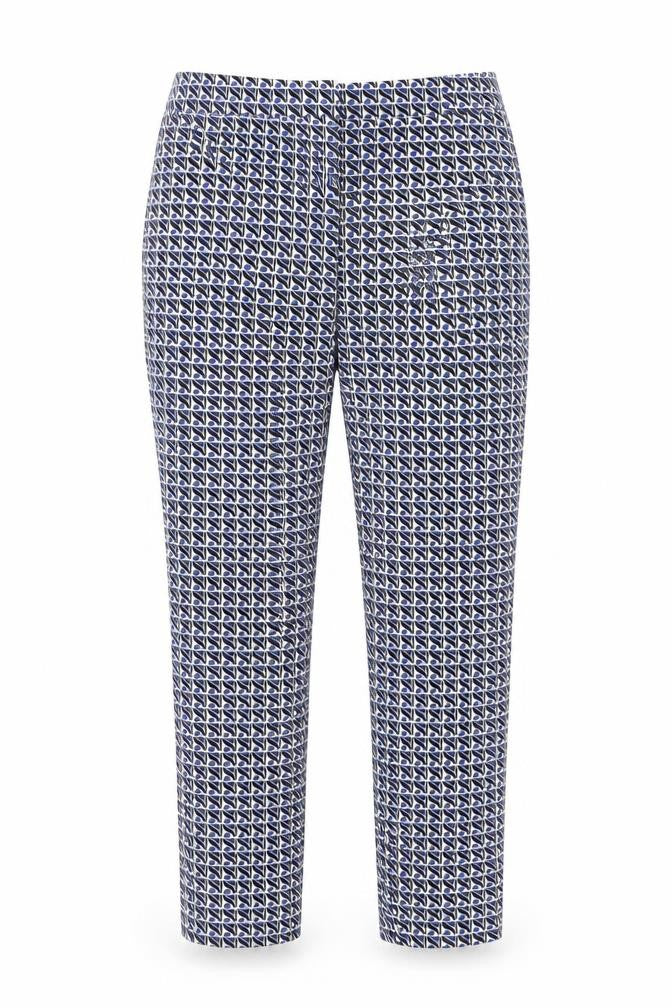 Dalia Womens Blue Geometric Polyester Chino Trousers Size 30 in Regular Hook & Eye