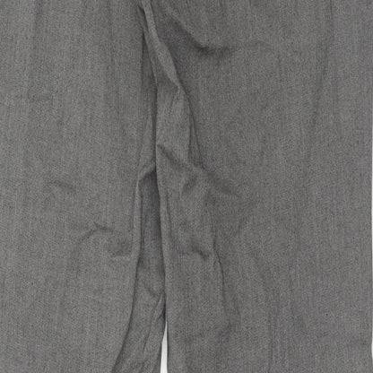 Marks & Spencer Mens Grey Polyester Trousers Size 30 in L33 in Regular Hook & Eye