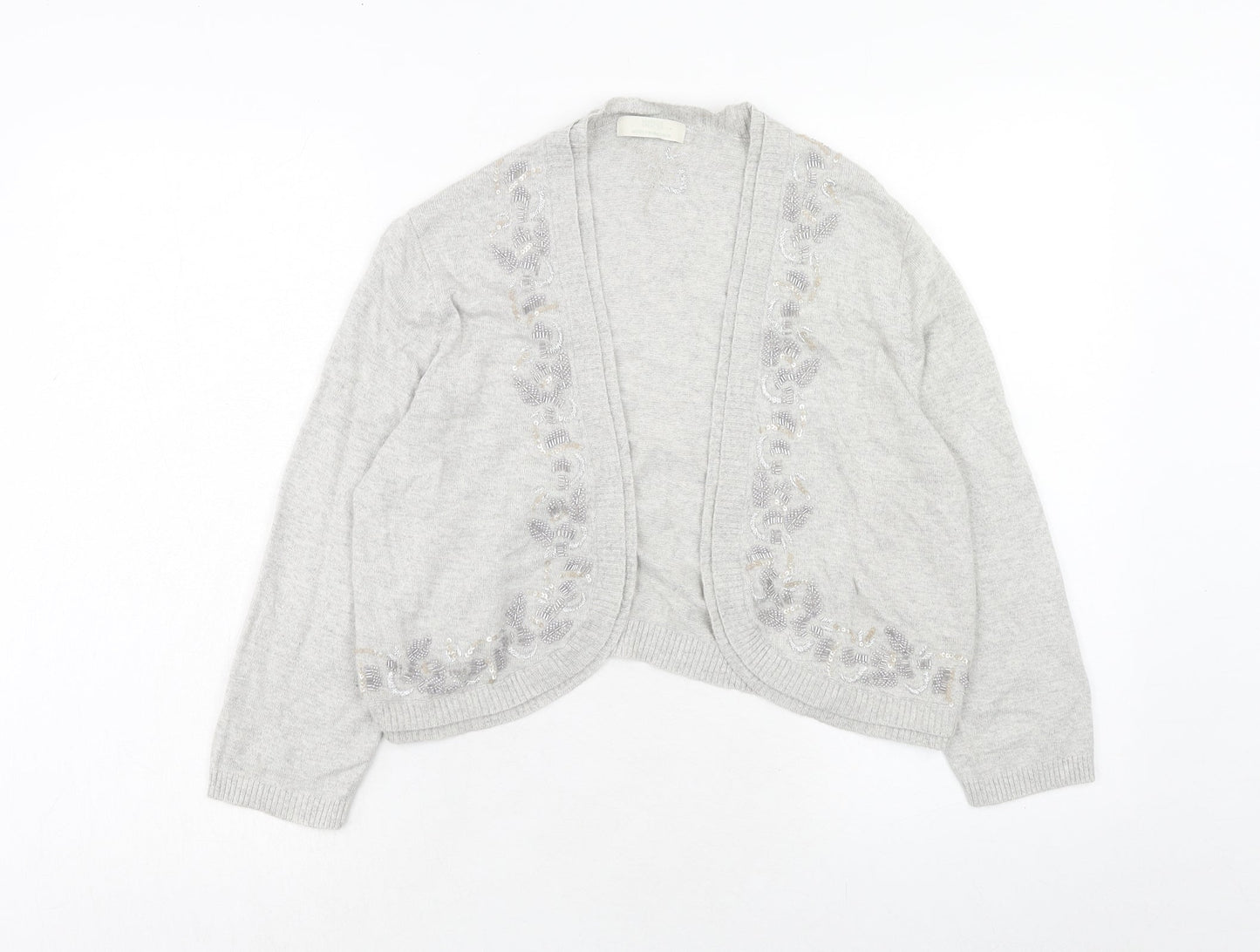 Marks and Spencer Womens Grey V-Neck Viscose Cardigan Jumper Size 16