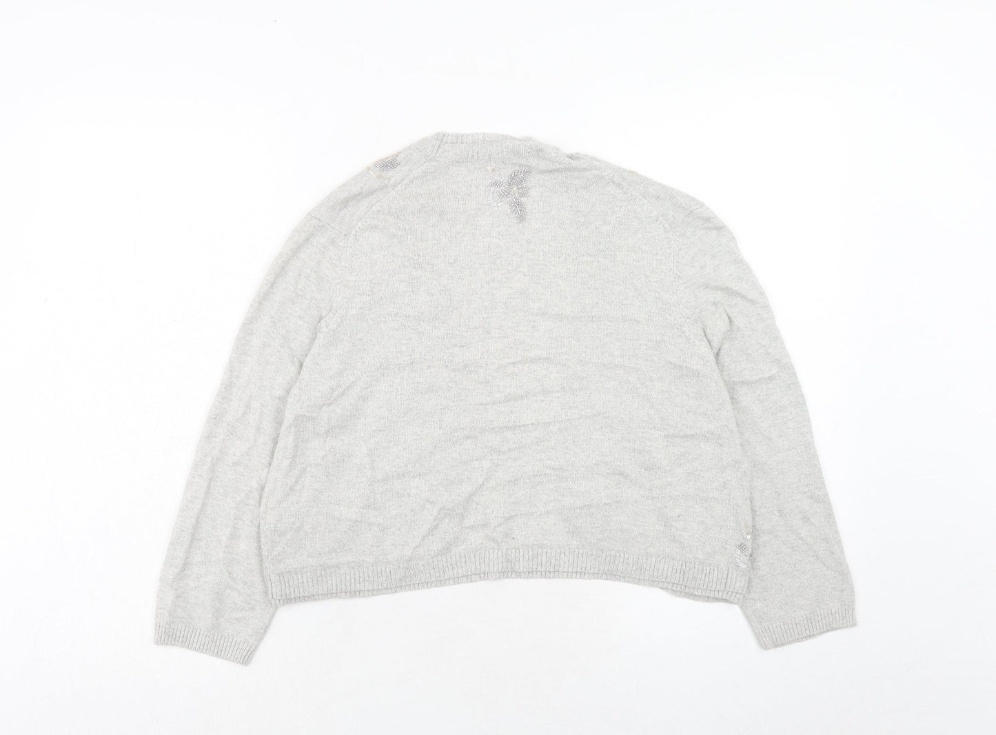 Marks and Spencer Womens Grey V-Neck Viscose Cardigan Jumper Size 16