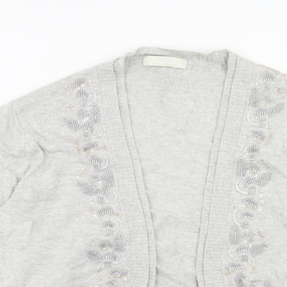Marks and Spencer Womens Grey V-Neck Viscose Cardigan Jumper Size 16