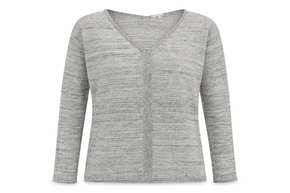 Grain de Malice Womens Grey V-Neck Acrylic Pullover Jumper Size S