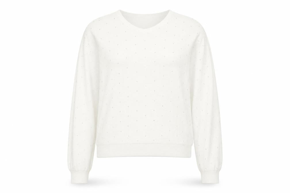 Marks & Spencer Womens White Round Neck Viscose Pullover Jumper Size M