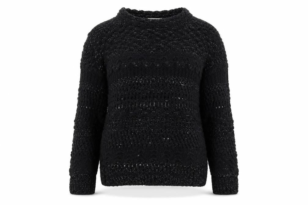 Twist Womens Black Round Neck Acrylic Pullover Jumper Size XS