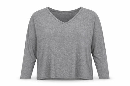 Sparkle & Fade Womens Grey Polyester Basic T-Shirt Size XS V-Neck