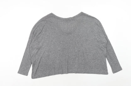 Sparkle & Fade Womens Grey Polyester Basic T-Shirt Size XS V-Neck