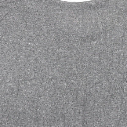 Sparkle & Fade Womens Grey Polyester Basic T-Shirt Size XS V-Neck