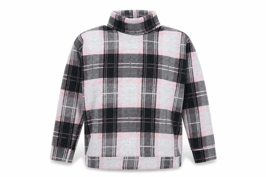 River Island Womens Pink Roll Neck Plaid Polyester Pullover Jumper Size 10