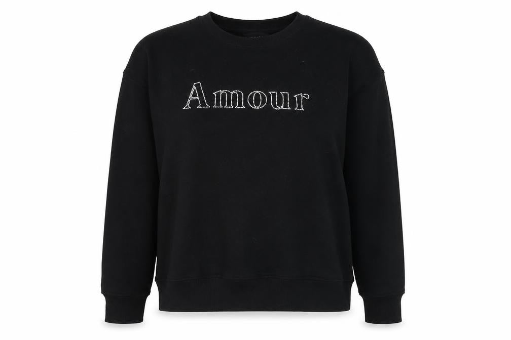 New Look Womens Black Cotton Pullover Sweatshirt Size S Pullover - Amour
