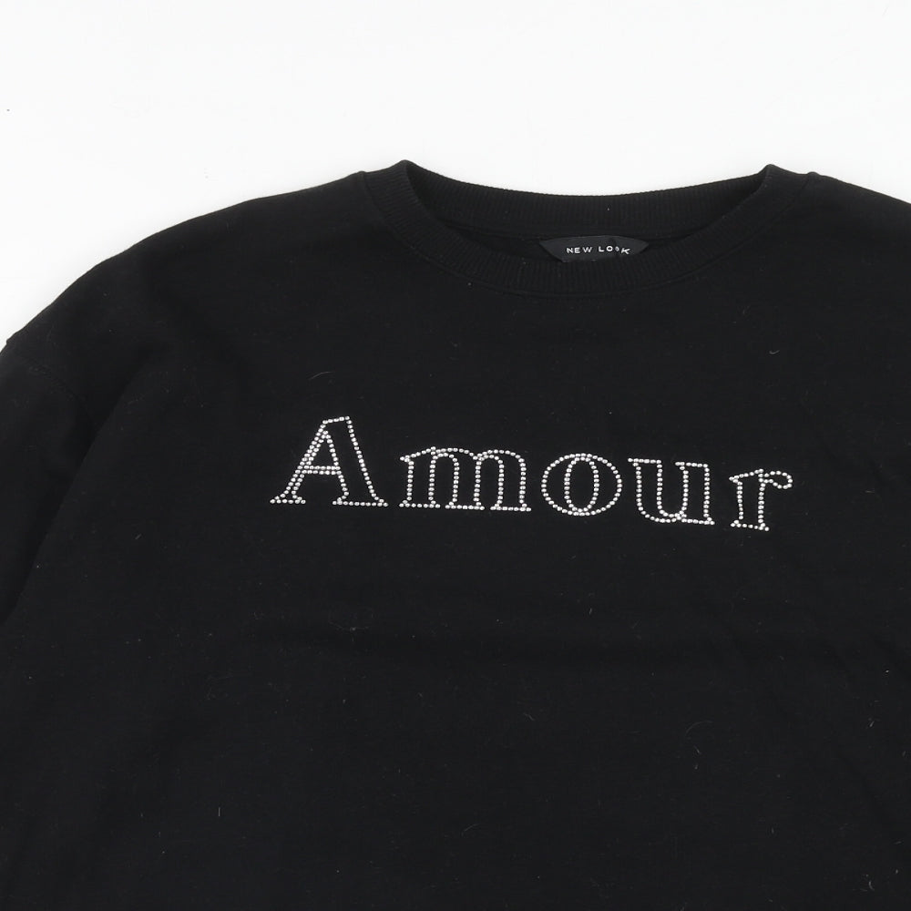New Look Womens Black Cotton Pullover Sweatshirt Size S Pullover - Amour