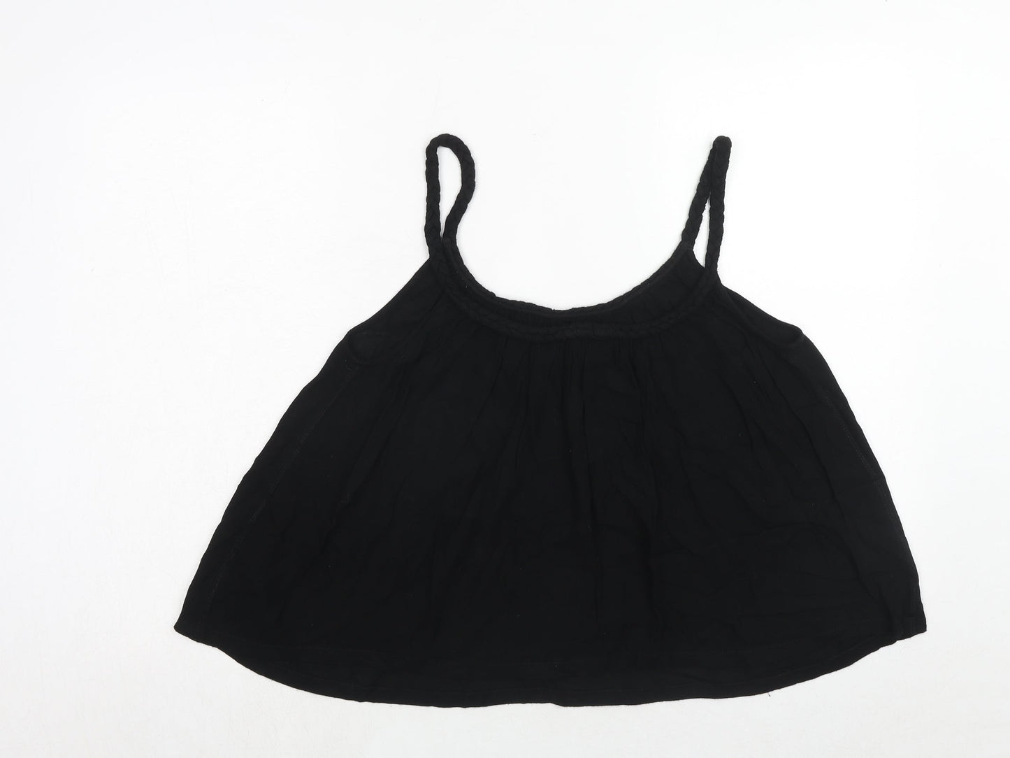 Topshop Womens Black Viscose Basic Tank Size 10 Round Neck