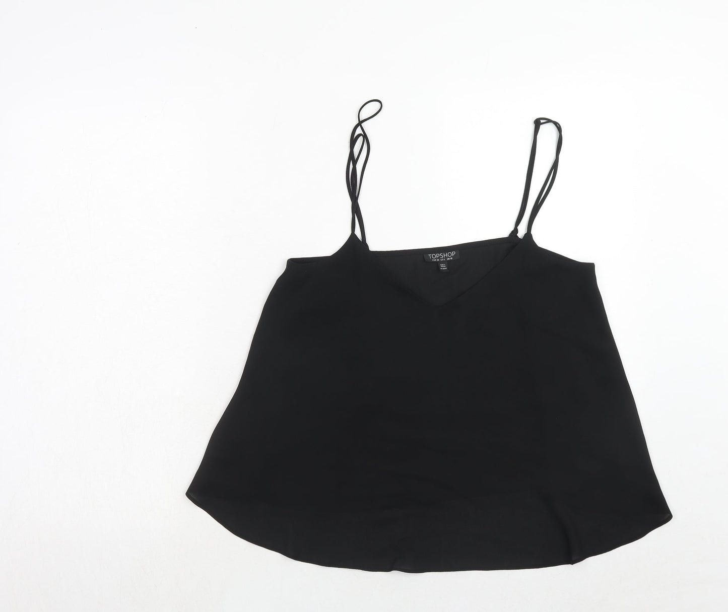 Topshop Womens Black Polyester Basic Tank Size 10 V-Neck