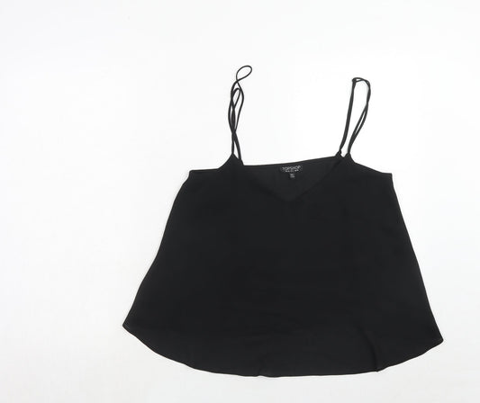 Topshop Womens Black Polyester Basic Tank Size 10 V-Neck