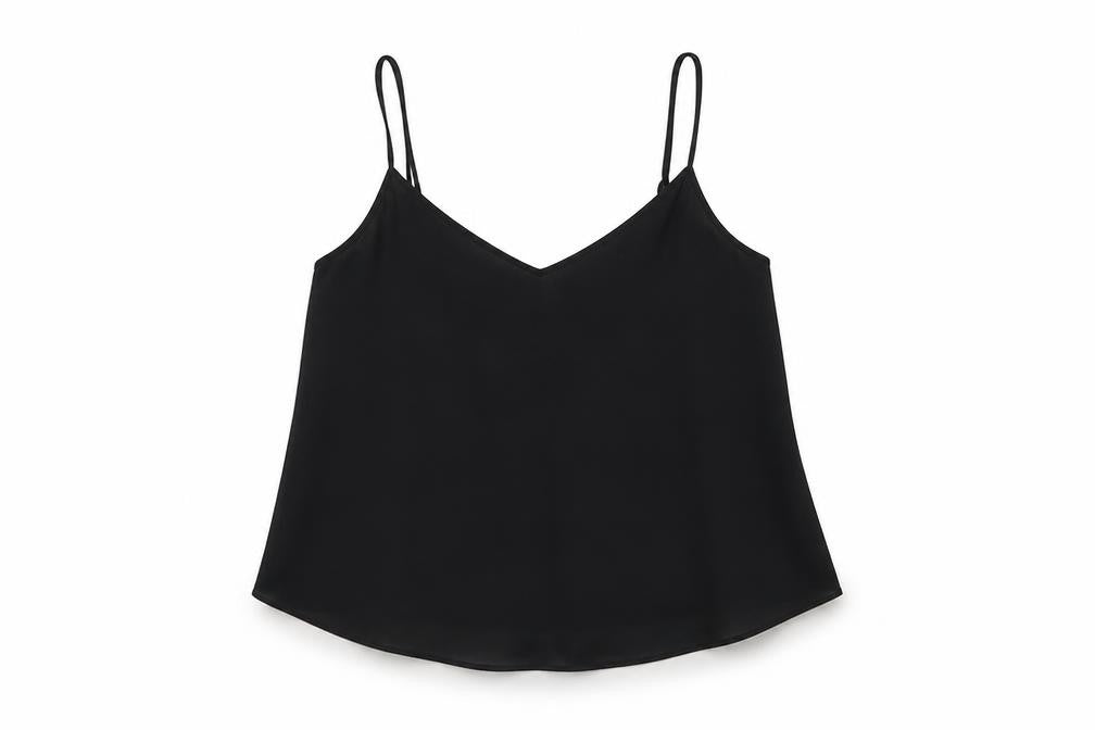Topshop Womens Black Polyester Basic Tank Size 10 V-Neck