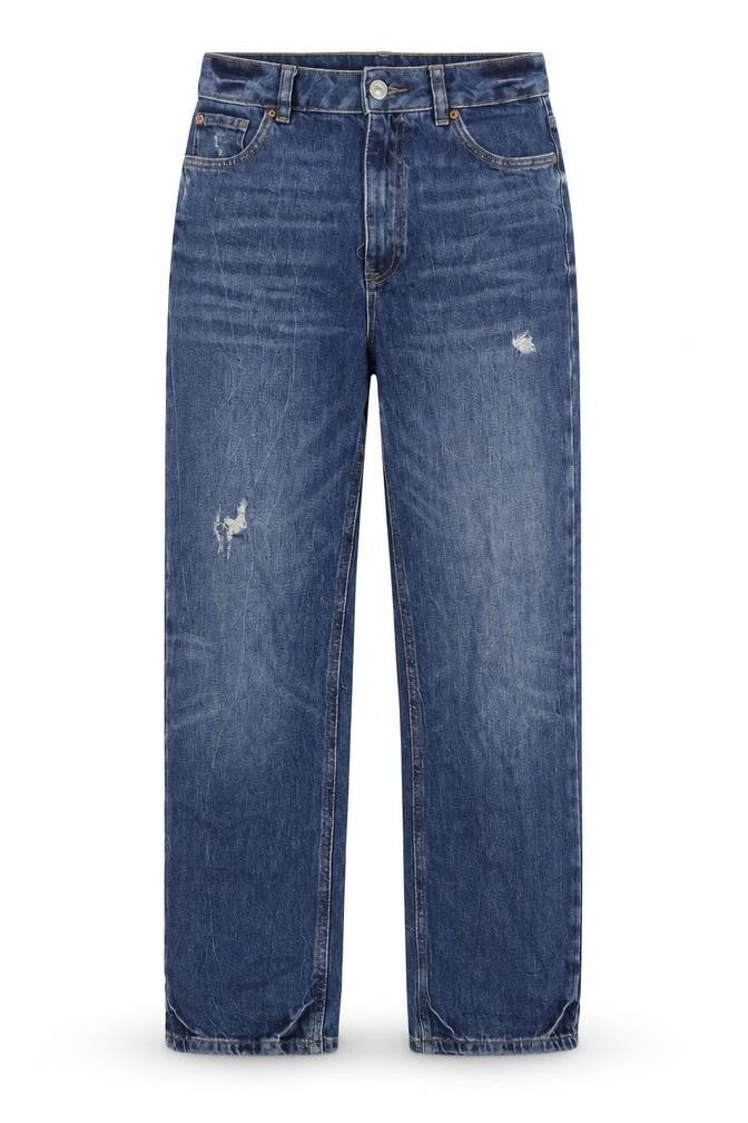 Marks & Spencer Womens Blue Cotton Straight Jeans Size 28 in Regular Zip