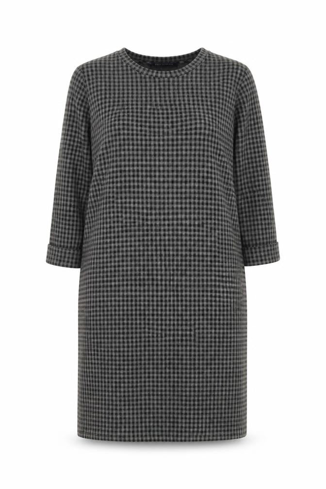 Marks & Spencer Womens Grey Check Polyester Shift Size 18 Round Neck Pullover