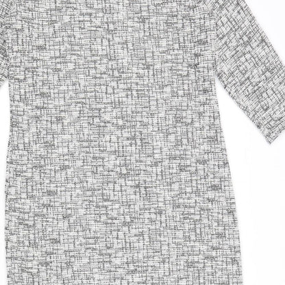ANTEA Womens Grey Geometric Polyester Sheath Size M Boat Neck Pullover
