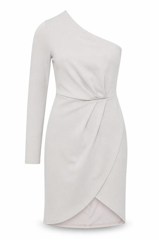 New Look Womens Grey Polyester Sheath Size 6 One Shoulder Zip - Wrap Style